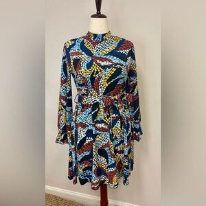 SHEIN Colorful Patterned Long Sleeve Dress